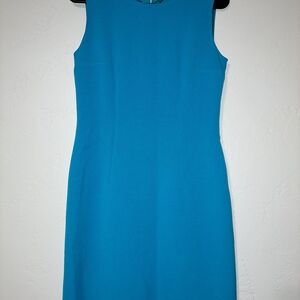 Blue Crew Neck Sleeveless Sheath Dress for Work